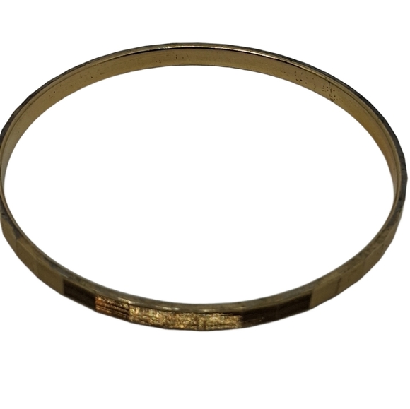 Vintage Monet Gold-Tone Textured Bangle Bracelet - Picture 4 of 6